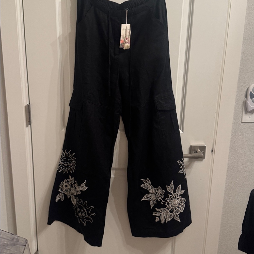 Johnny Was JW Los Angeles Addison Wide Leg Drawstring Pants Small NWT - Picture 3 of 10